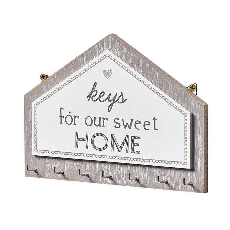 Wall hanger of Key Wooden Decorative Keys Sundries Hook Coat Holder Rectangle House Shape Rack Home hallway Hanging Organizer