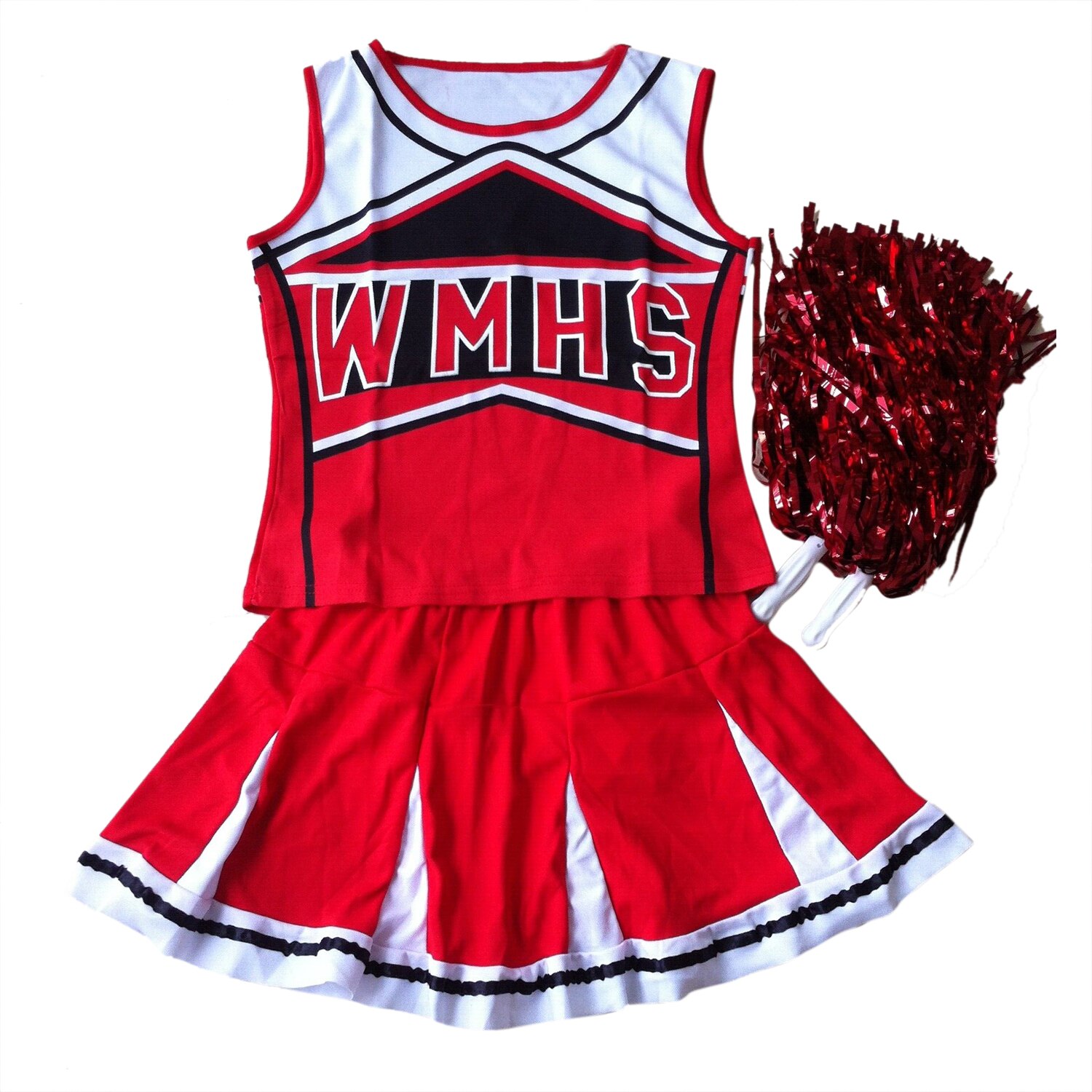 SODIAL(R)Tank top Petticoat Pom cheerleader cheer leaders L (38-40) 2 piece suit red costume