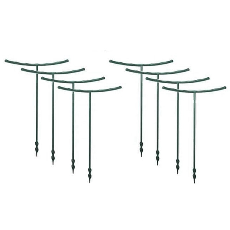 8PCS Plant Support Plant Stakes Half Round Plant Support Ring Plastic Plant Cage Holder Flower Pot Climbing Frame: Default Title