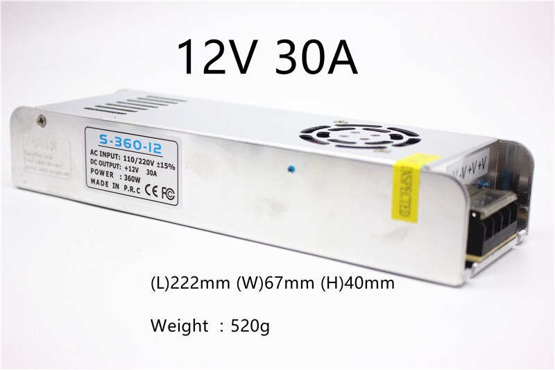 3/5/10//15/30A LED Voeding DC12V 36 W 60 W 120 W 150 W 180 W 200 W 240 W 360 W LED Driver Power Adapter LED Verlichting Transformers: 30A 360W