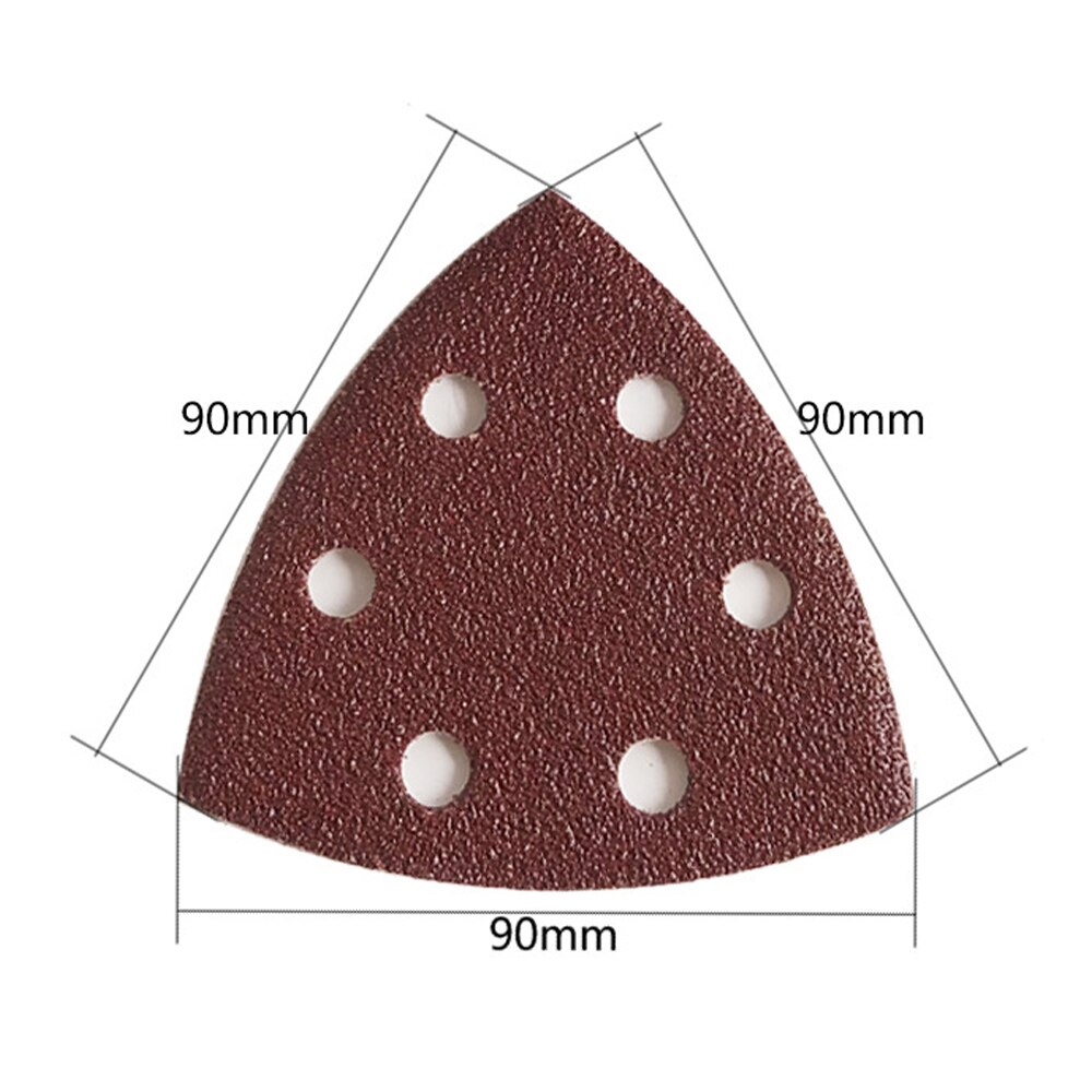 10pcs 90mm Detail Palm Sanding Sheets Mouse Pads 6 Hole Triangle Disc Sandpaper 40-2000Grit for Bosch Sander Hook and Loop
