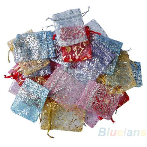 25pcs/set Organza Jewelry Wedding Pouch Bags 7x9cm 3X4 Inch Mix Color for Party Year Use 0JDP