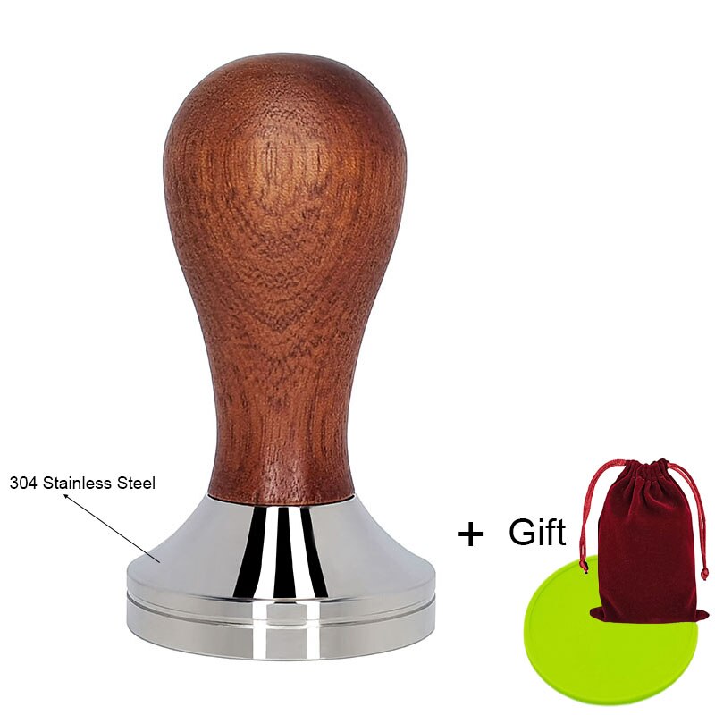 Coffee Tamper Calibrated Tamper 51/53/58mm Coffee Press Tool with 304 Stainless Steel Base & Solid Wood Handle: 58mm