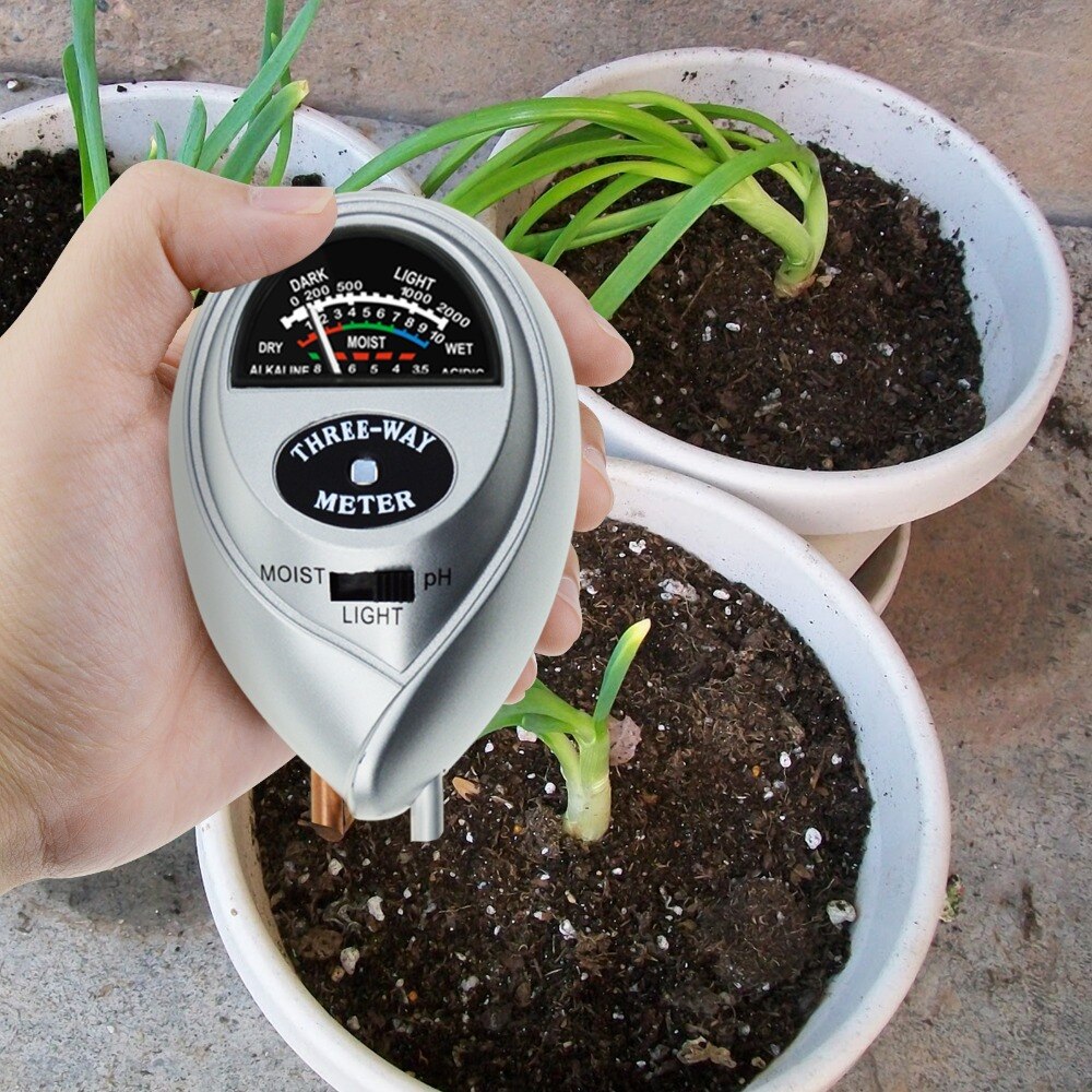 3-in-1 Soil pH Moisture Light Meter Tester Probe Sensor, Gardening Plants Growth Watering Monitoring Acidity Test