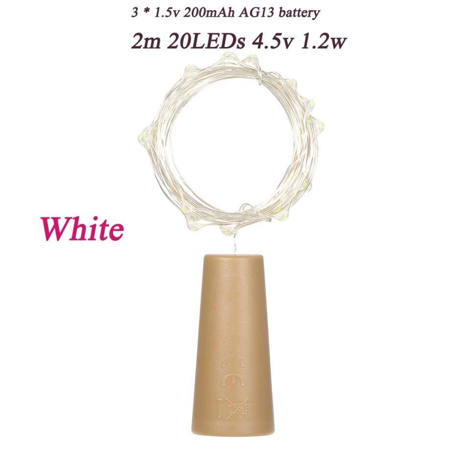 4,5 V 1,2 W 2M 20 Schnur Licht Kupfer Draht Gebühr Stopper Atmosphäbetreffend Lampe für Weihnachten Baum DIY Heimat dekoration: Typ 2 Weiß