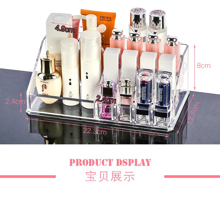 Akryl kosmetik organizer klar make-up holder opbevaring opvaskeboks skrivebord tilbehør skrivebord sæt