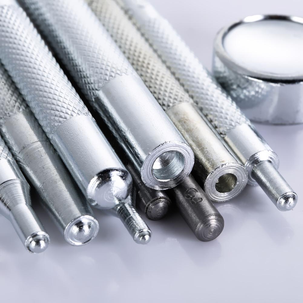 11 unids/set herramienta de artesanía de cuero Die Punch Snap remache botón Kit de punzones básico artesanía de cuero costura herramienta agujeros punzones punzón de cuero