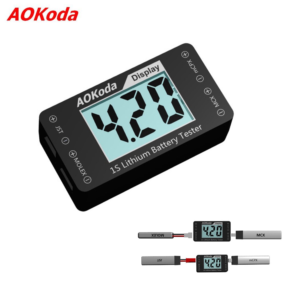 AOKoda AOK-041 1S Lipo/Leben/LiHv Batterie Tester Anzeige für Prüfer Für JST MOLEX mCPX MCX Stecker stecker Batterie Spannung