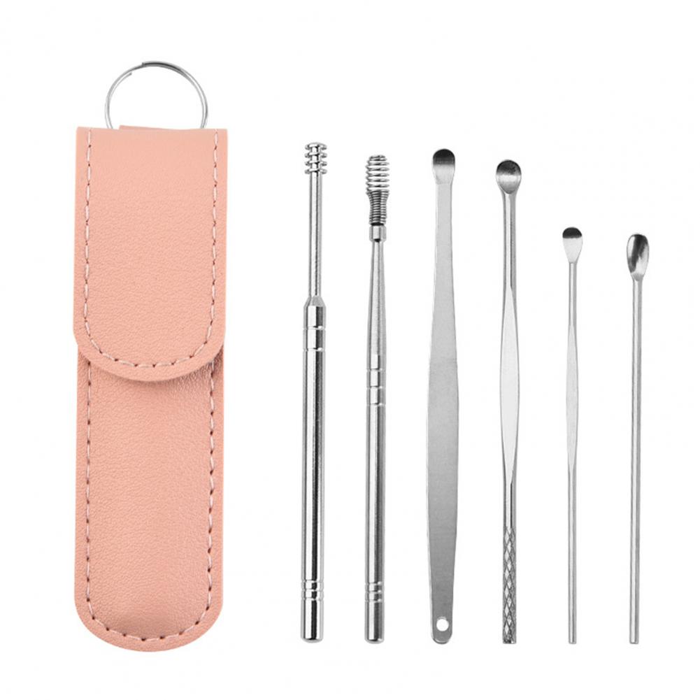 🔥Cure-oreille en acier inoxydable, 5 pièces, cure-oreille, dissolvant, Curette, nettoyeur, soins, cuillère, outil de nettoyage des oreilles: Or