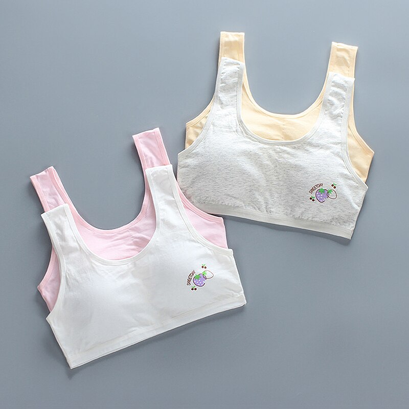 Teen Girls Tank Top Bra Cotton Underwear Big Children Shaping Training Bras Womens Detachable Chest Pad Non-wired Lingerie