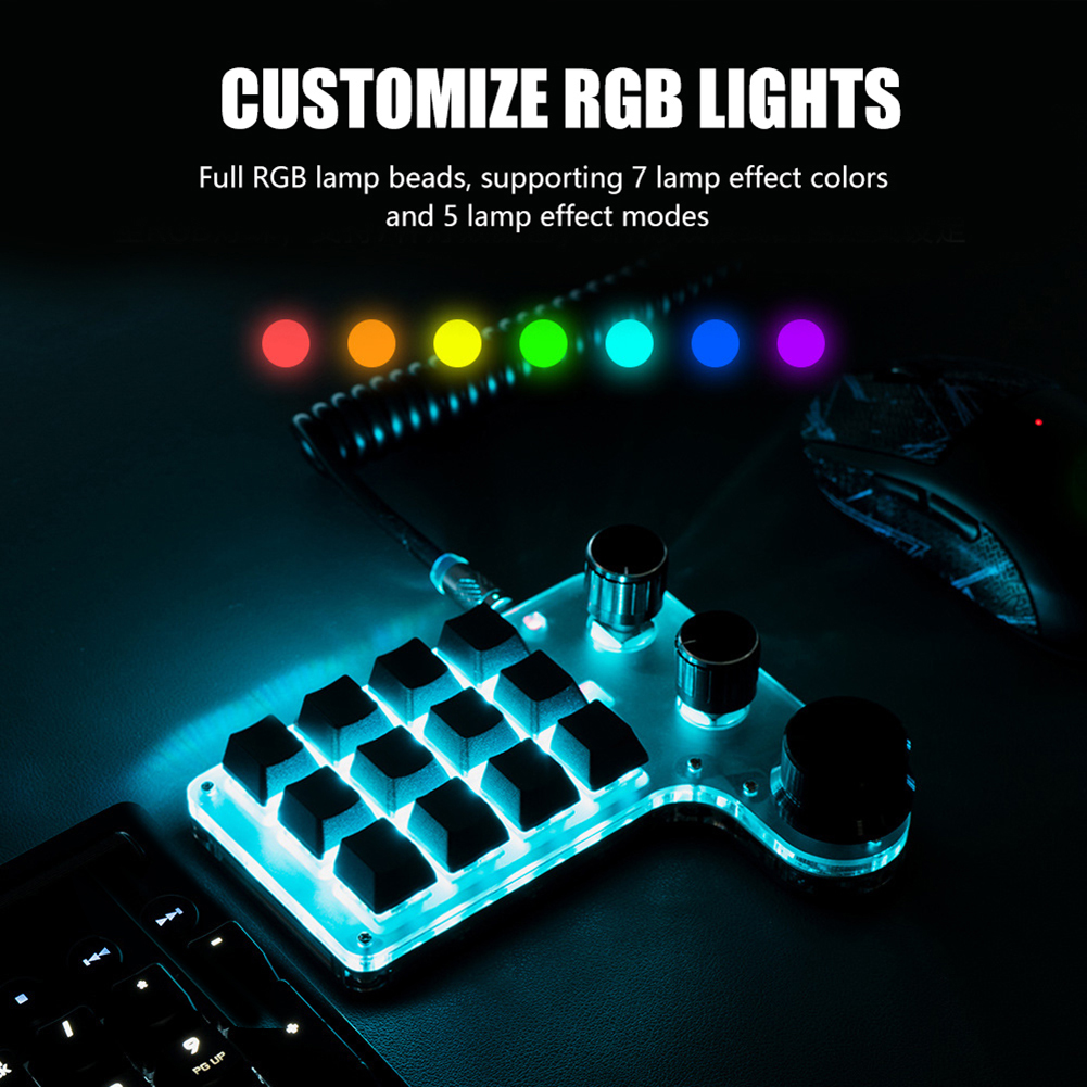 Wireless Bluetooth Programming Macro Custom Knob BT Keyboard RGB 12 Key Swap Shortcut Key Button Mechanical Gaming Keypad