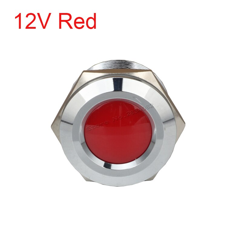 25mm Metal Indicator light LED Signal Lamp Car Boat Pilot Panel Signal Light 6V 12V 24V 220V 110V IP65 Waterproof Warning light: 12v Red