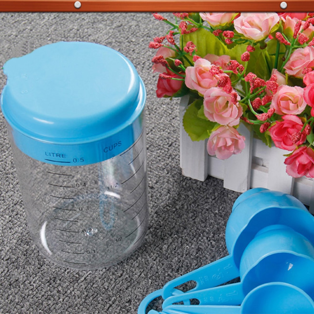 Kitchen Measuring Tools Blue Pink Color Mixing Plastic Measuring Cup Spoons Set Graduated Spoons For Kitchen Cooking Coffee