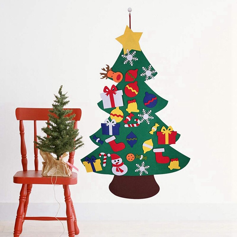 Voelde Kerstboom Voor Kids Diy Kerstboom Met Peuters Ornamenten Voor Kinderen Xmas Opknoping Thuis Deur
