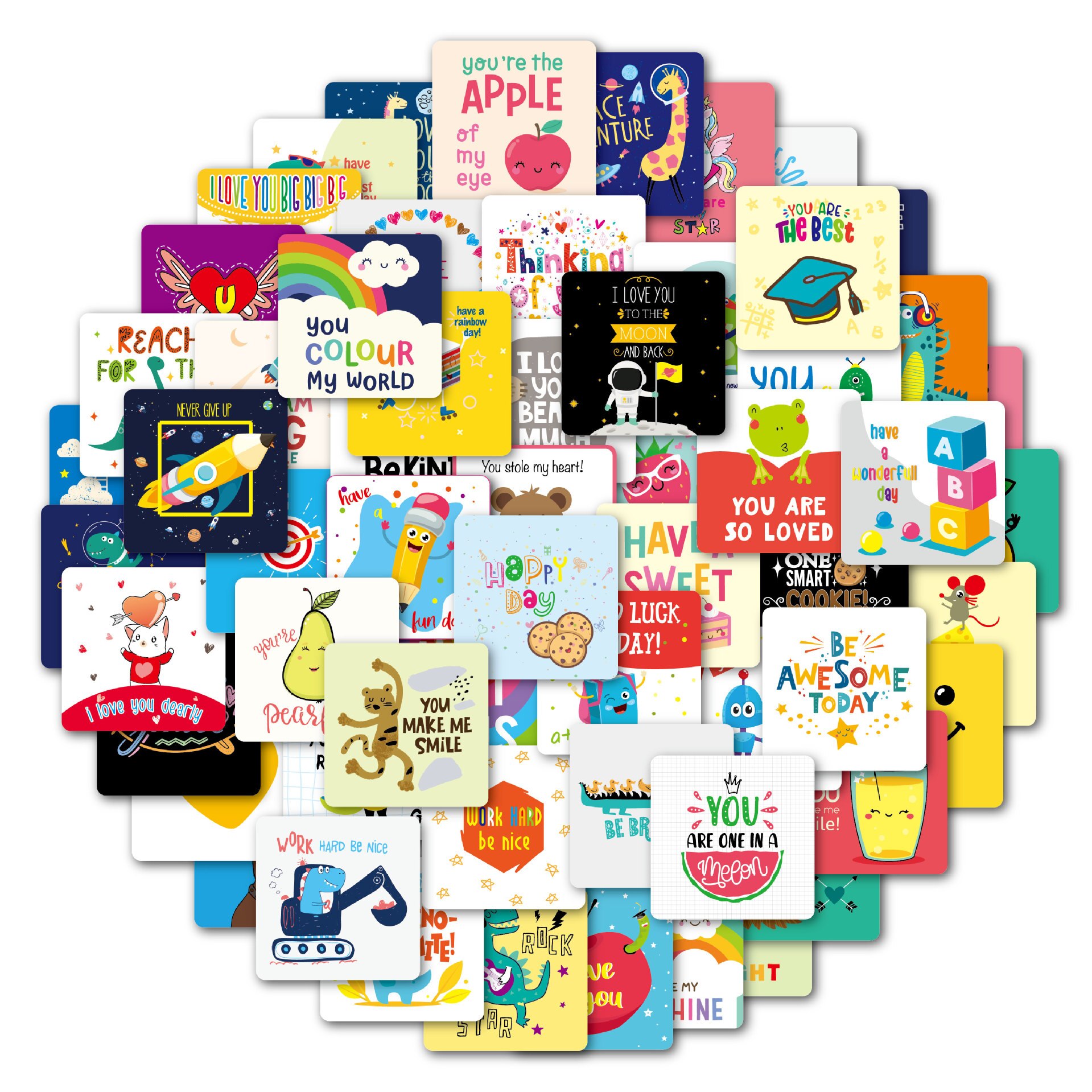 60 Lunch Box Notes for Kids Cute Inspirational and Motivational Positive Thinking of You Cards for Boy's and Girl's Lunchbox: Default Title