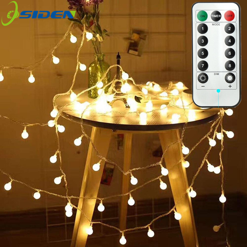 Bal LED-lichtslinger afstandsbediening warm wit Ketting Fairy Light Kerstmis Bruiloft Buiten Decor Werkt op batterijen 3m 5m