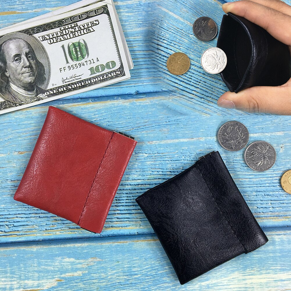 Pu læder billig møntpung kvinder mænd små mini korte tegnebøger poser ændre lille nøgle kreditkort indehaver forretning