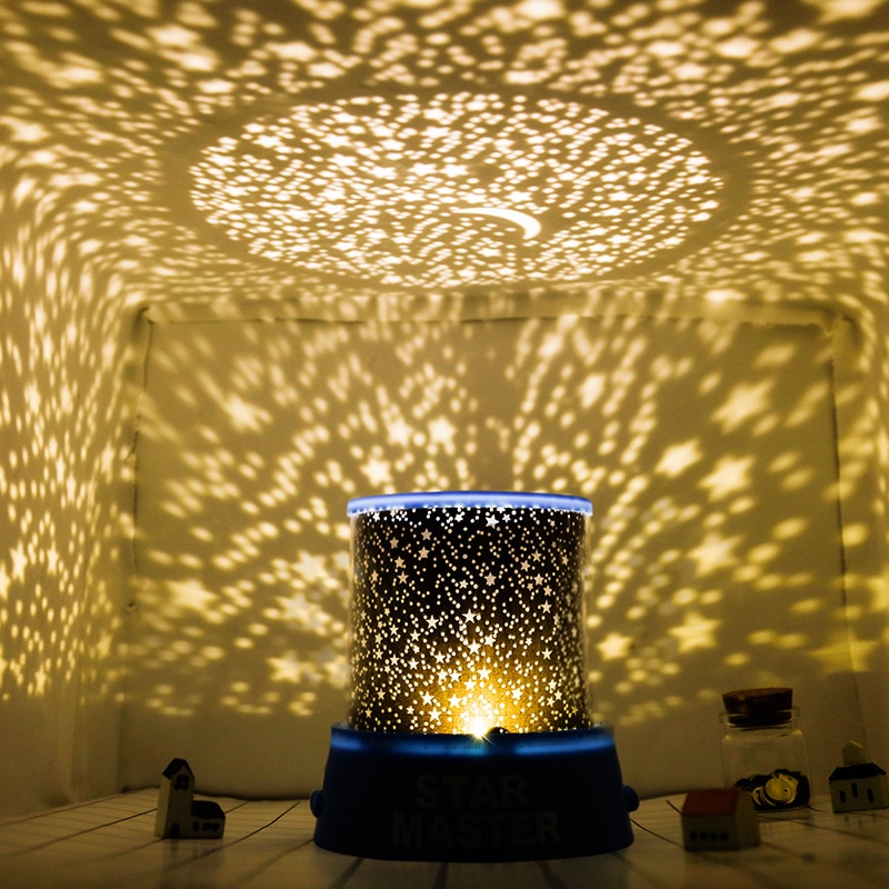 Proyector Led de estrellas del cielo para niños, juguete de dormitorio, Luna, estrella, Comodidad para dormir, luminoso, Chico, Gif