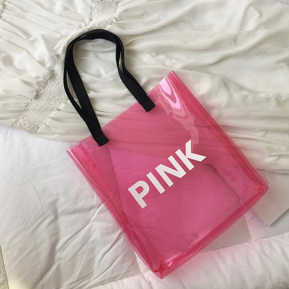 Bolso de compras transparente para mujer, bolso portátil de gelatina holográfica, bolso de playa transparente de PVC, bolso de hombro para mujer, bolsos de viaje para la playa