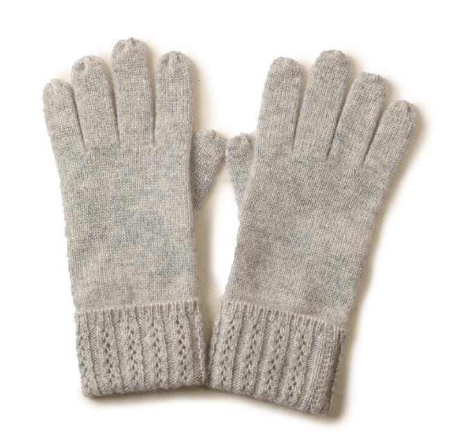 Naizaiga 100% cashmere Cashmere Knitted Gloves Small Cables Vertical Edge Hollow Gloves Inner Mongolia Factory SN611: P