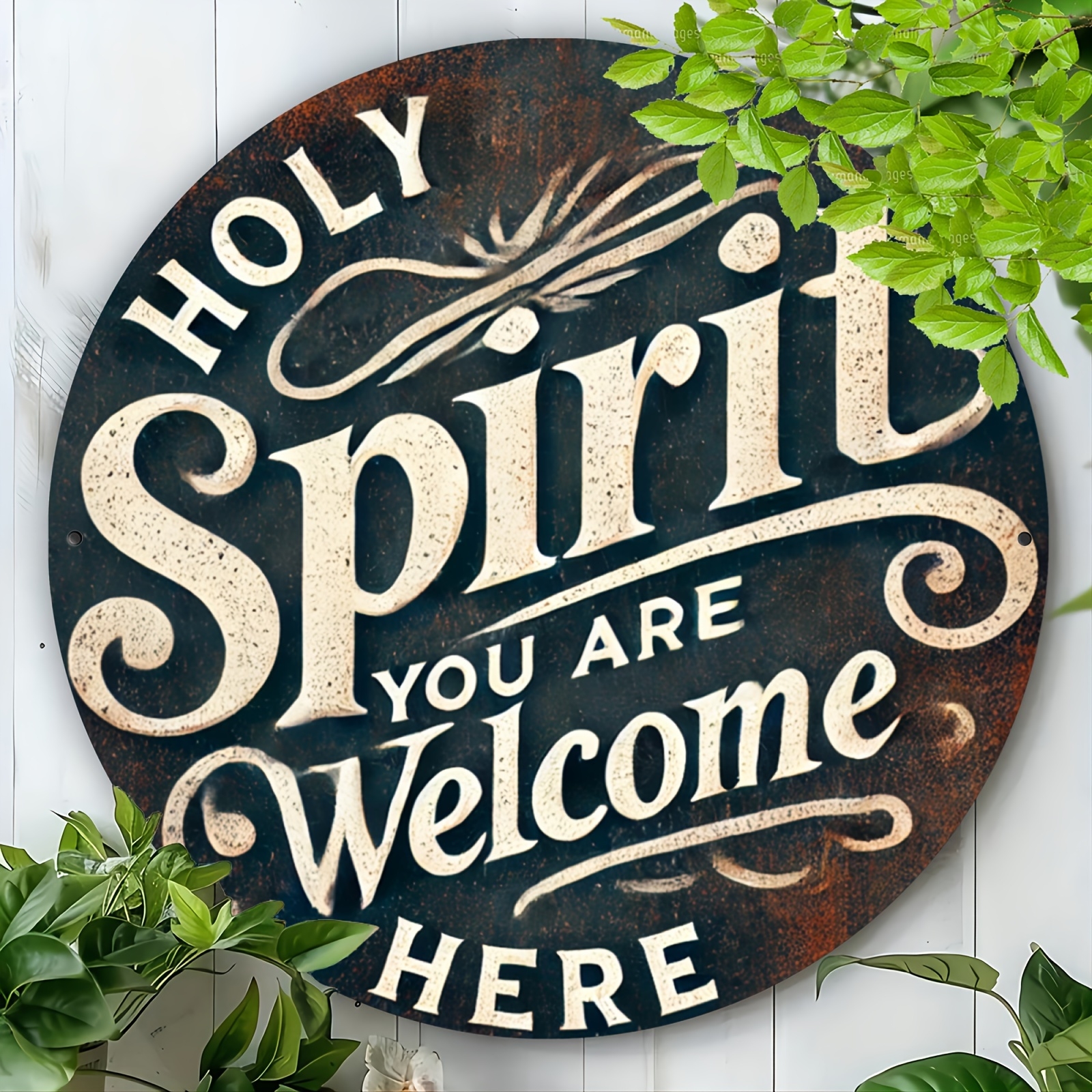 Holy Spirit Welcome Sign - Round Wooden Wall Art D... – Grandado