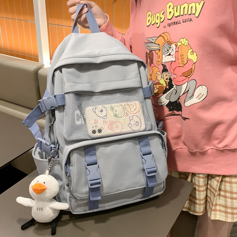 DCIMOR Neue Mesh Tasche Frauen Rucksack Weibliche Wasserdichte Nylon Einsatz Schnalle Reisetasche College Girl Laptop Rucksack Schul