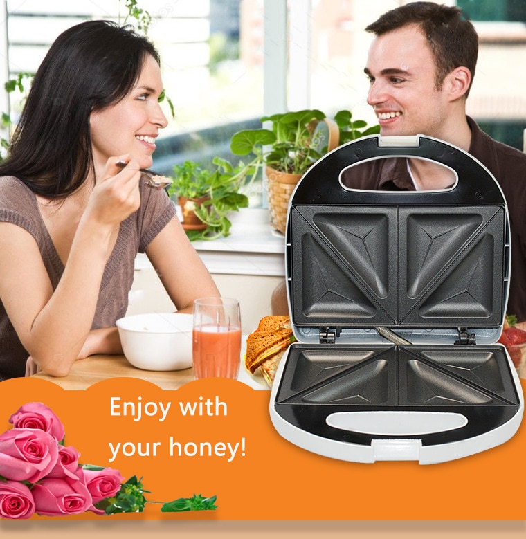 Household Breakfast Bread Toasters Mini Electric Automatic Sandwich Maker Non-Stick EU Plug 750W 220V