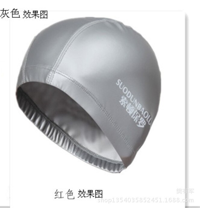 Accesorios de natación para adultos y hombres, gorro de tela de poliuretano impermeable, elástico, protección de orejas, pelo largo, deportes, gorro de piscina: 9