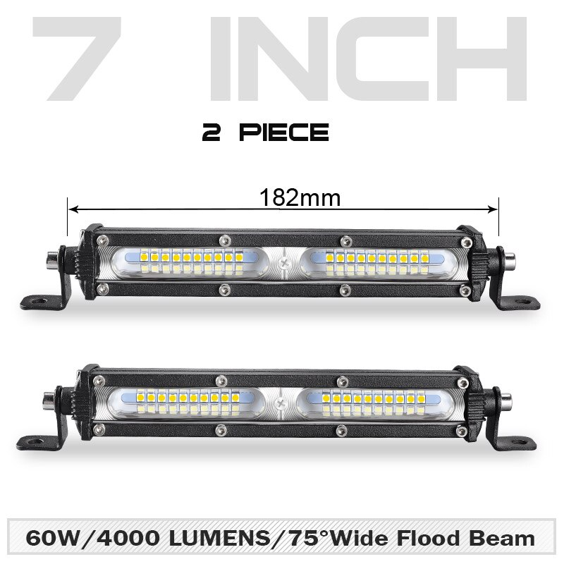 Slim LED Light Bar 7&#39;&#39; 13&#39;&#39; 20&#39;&#39; inch Offroad Flood beam Led Bar 4x4 Auto Driving Light for Lada Truck SUV ATV Niva 12V 24V: 2pcs 7 inch Led Bar