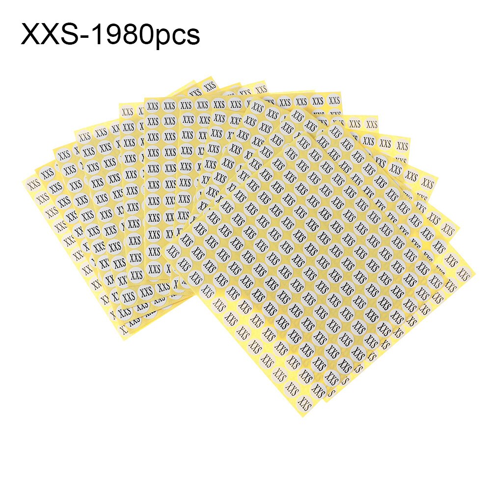500pcs/Roll DIY Self Adhesive Sticky White Label Clothing Size XS-XXXL Sticker Writable Size Stickers Blank Note Label: XXS