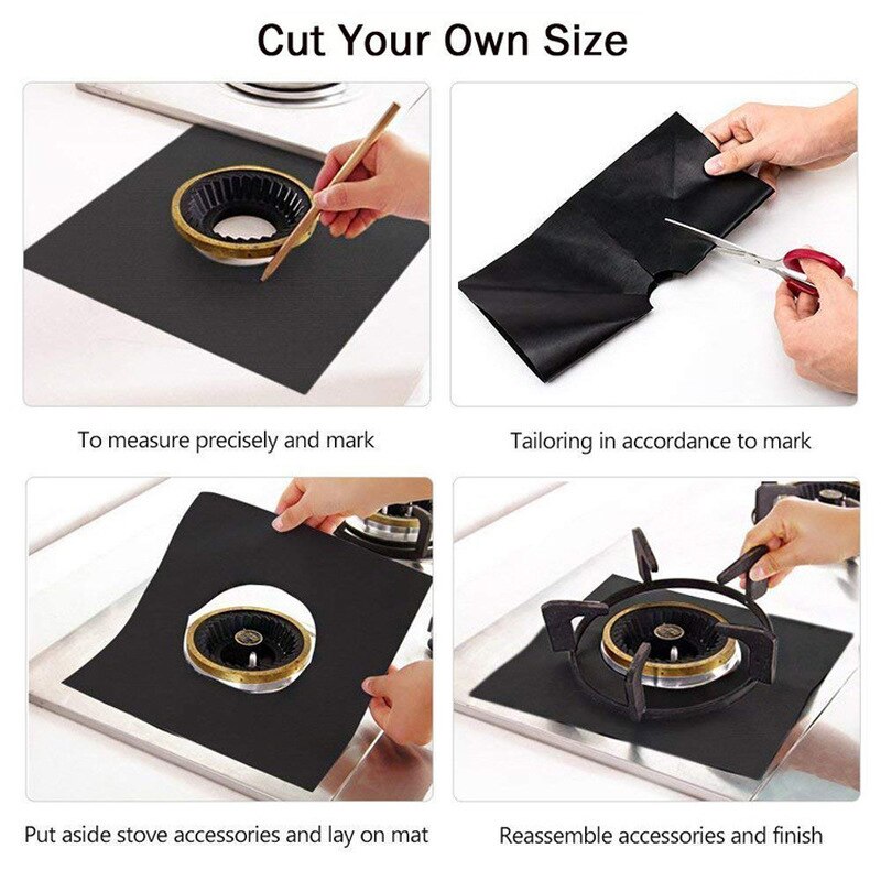 Protectores para cocina de gas, forro de revestimiento para encimera, ideal para la protección y limpieza del fogón, 4 unidades por juego