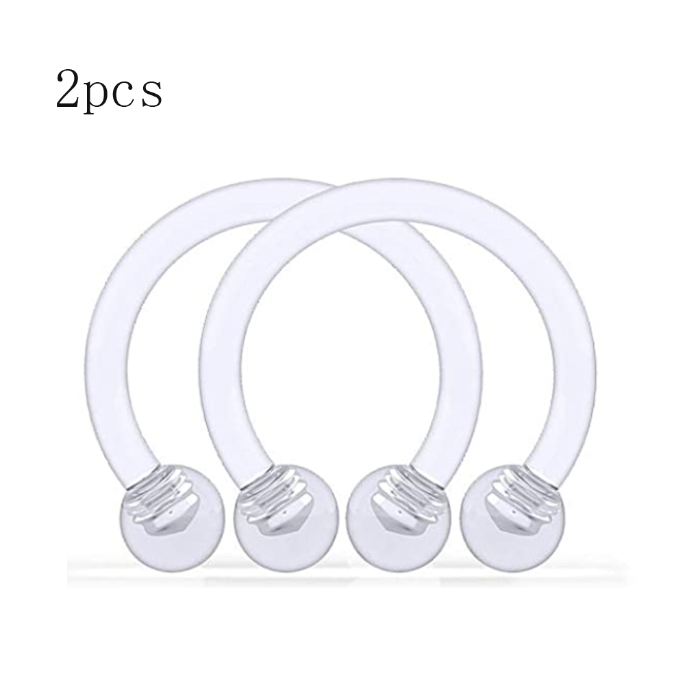 2 uds/12 Uds retenedor de tabique acrílico transparente y acero quirúrgico anillos para la nariz aro herradura cartílago Tragus tabique anillo Piercing corporal
