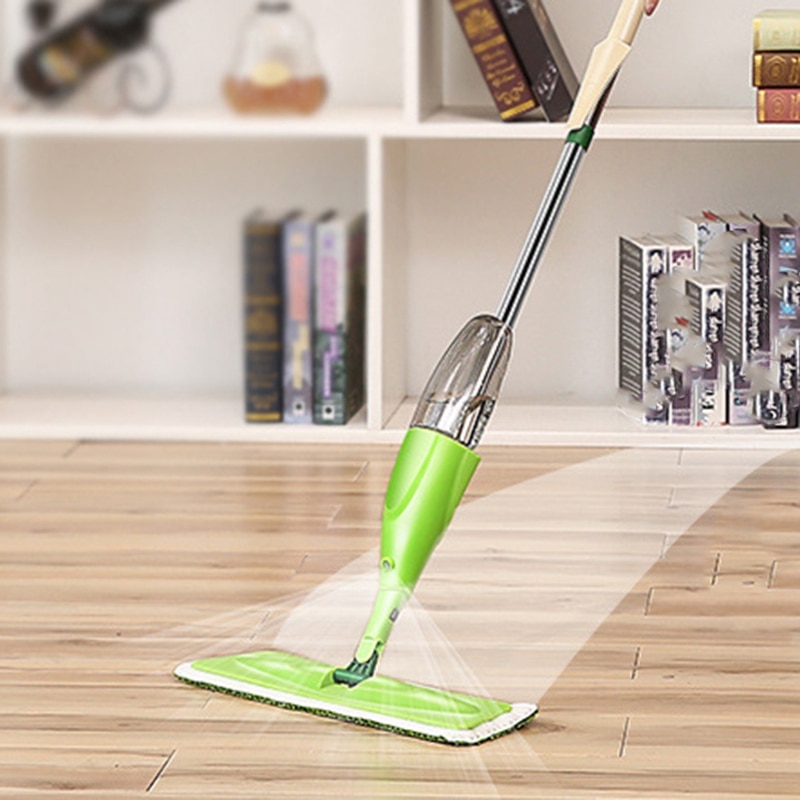 Fregona de pulverización mágica piso de madera con almohadillas de microfibra reutilizables manija de 360 grados ventanas de casa cocina mopa barredora escoba Herramientas de limpieza: Green