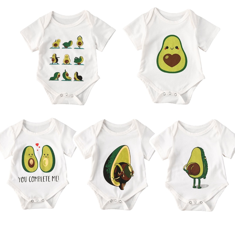 Baby Zomer Kleding 0-18M Nieuw Zuigeling Baby Meisjes Jongens Avocado Bodysuits Fruit Print Korte Mouw jumpsuits 5 Stijl