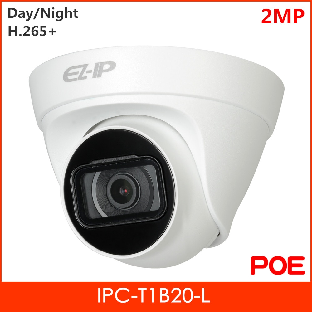Original Dahua 2MP 1080P IR Turret Network Camera EZ-IP Camera 2.8 mm Fixed lens 3.6mm optional Waterproof H.265 Poe IPC-T1B20-L