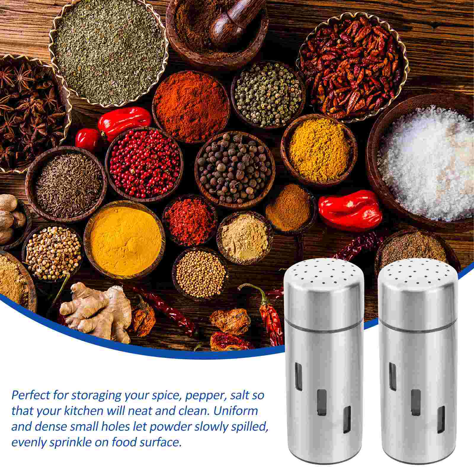 Pepper Shaker Durable Stainless Steel Kitchen Spice Jar for Home Restaurant Barbecue
