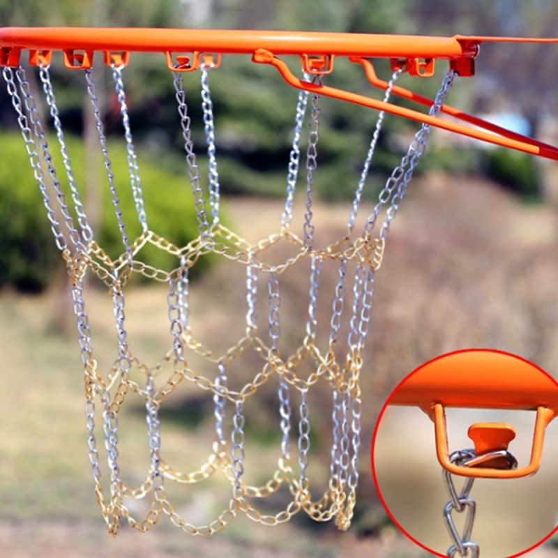 Iron Chain Basketball Net Standard Heavy Duty Basketball Goal Net Replacement Basketball Net Gold Silver