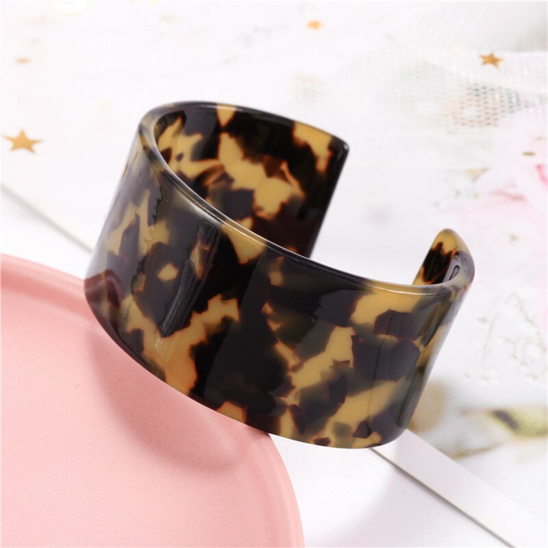 Schildpad acryl ronde opening c-vormige armband overdreven retro persoonlijkheid accessoire armband vrouwen