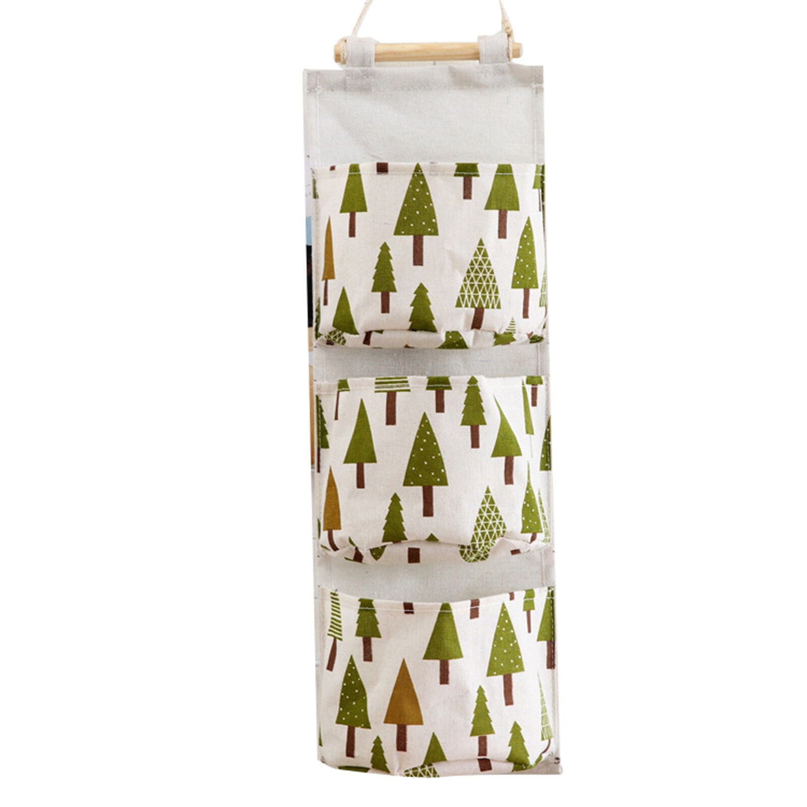 Wall Mounted Storage Bag with 3 Pockets Linen Fabric Waterproof Wall Door Closet Hanging Organizer for Bedroom Bathroom NIN668