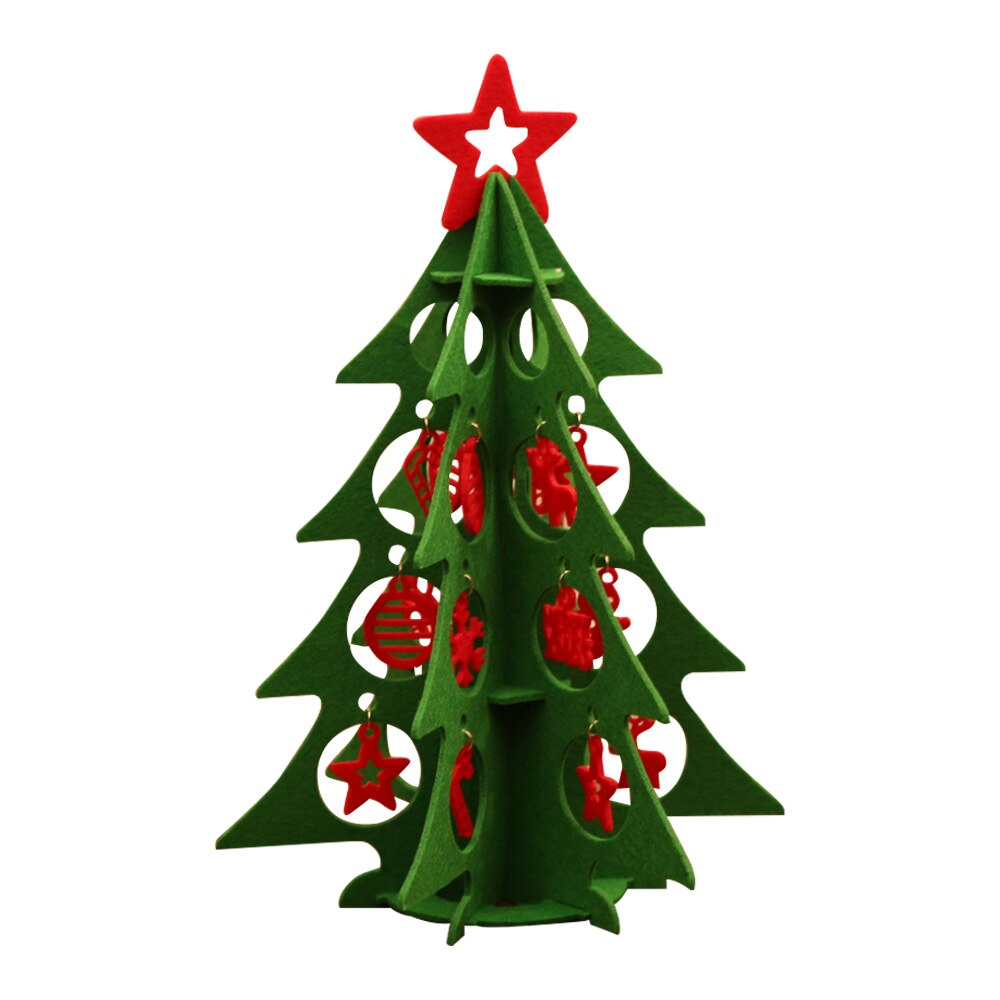 Felt Christmas Tree Decoration Set Kids Xmas DIY Felt Christmas Tree Three-Dimensional Cloth Art Decoration: Green