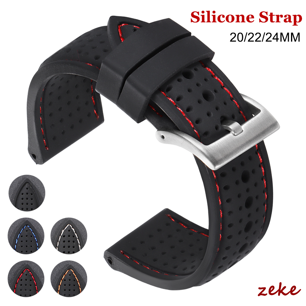 Bracelet de montre en caoutchouc de Silicone souple, 20mm 22mm 24mm, pour hommes et femmes, Sport, étanche, respirant, solide, mat, boucle