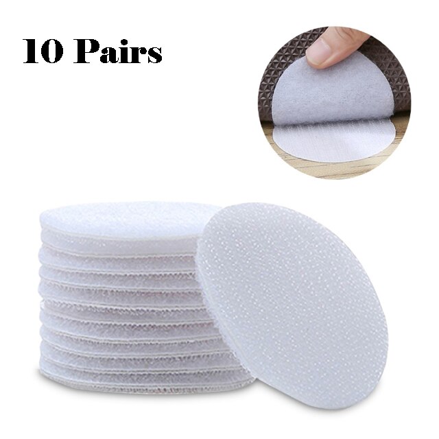 5/10Pairs Dubbelzijdig Antislip Fastener Dots Stickers Zelfklevende Herbruikbare Zelfklevende Vel Sofa Mat tapijt Anti Slip Fix Pads: 10PCS-White