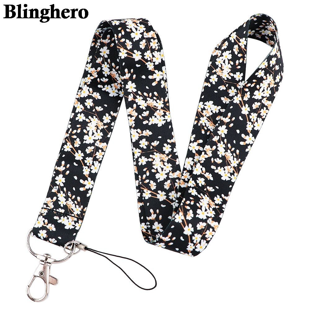 CB862 Cherry Blossom Pink Lanyards for Key Neck Strap For Card Badge Gym Keychain Lanyard Key Holder DIY Hanging Rope