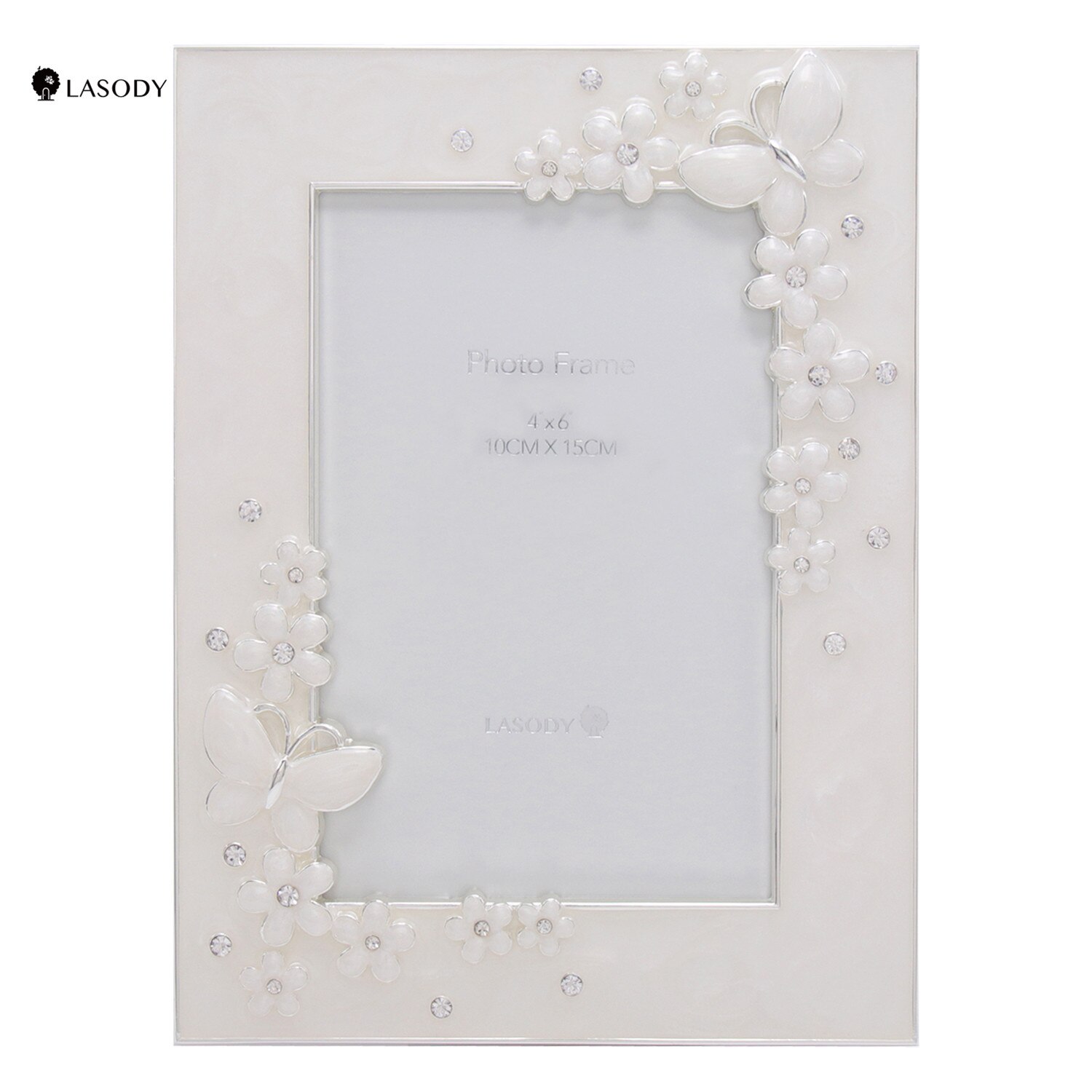 LASODY Flower And Butterfly Photo Frame Couple Wedding Anniversary 4x6 Picture Frames Valentine's Day Lady Frame: Beige