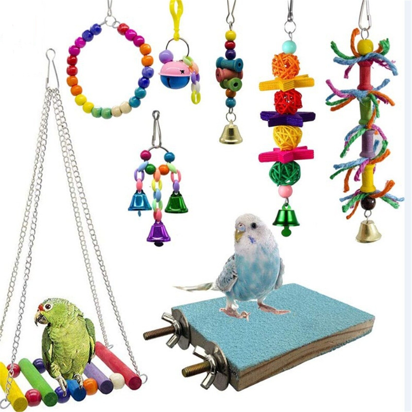 Papegaaien Speelgoed En Vogel Accessoires Voor Huisdier Speelgoed Swing Stand Budgie Parkiet Kooi Afrikaanse Grey Vogel Speelgoed Parkiet Kooi # t2g