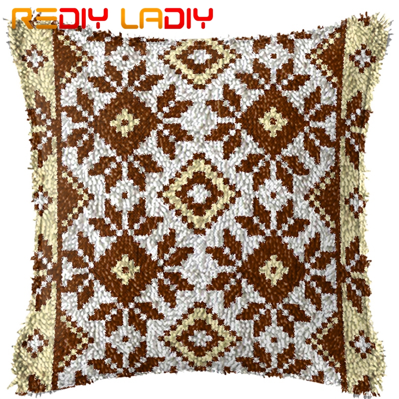 Spärrkroksatser gör din egen kudde mandala blomma tryckt canvas virkat kuddfodral spärrkrok kuddfodral hobby & hantverk: Bz386