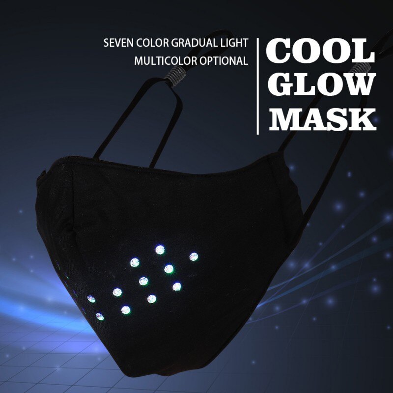 Christmas Voice Control Mask Dynamic Talking Faux Luminous Led Face Mask Breathable Rubber Elastic Tendon Ear Loop