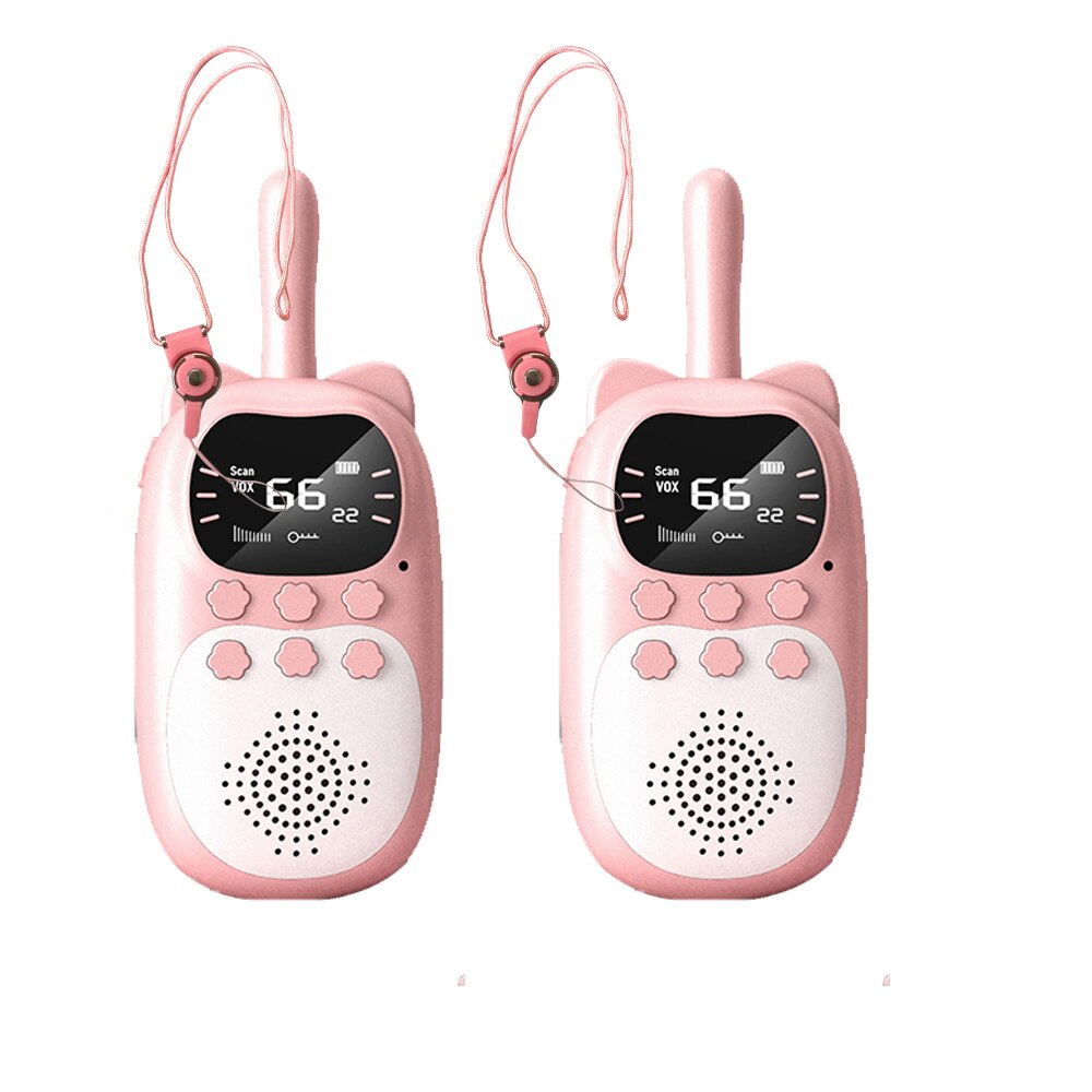 2 stk walkie talkie børn genopladeligt 1000 mah batteri transceiver børn og #39 ;s trådløs telefon talende børn fødselsdag dreng pige: 2 lyserøde med gave