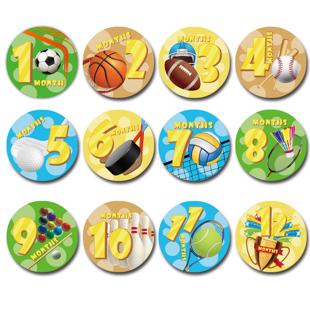 12 pièces bébé mensuel photographie autocollants dessin animé fleur -né bébé photographie étape 1-12 mois enfants Photo stand accessoires: J