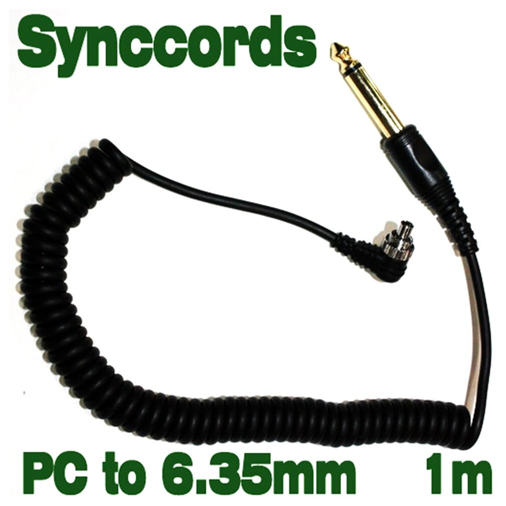1m Camera Flashes Accessories 3.5mm/2.5mm/6.35mm to Male PC Flash Sync Cable Screw Lock for Trigger Studio Light: 6.35mm  to PC Sync